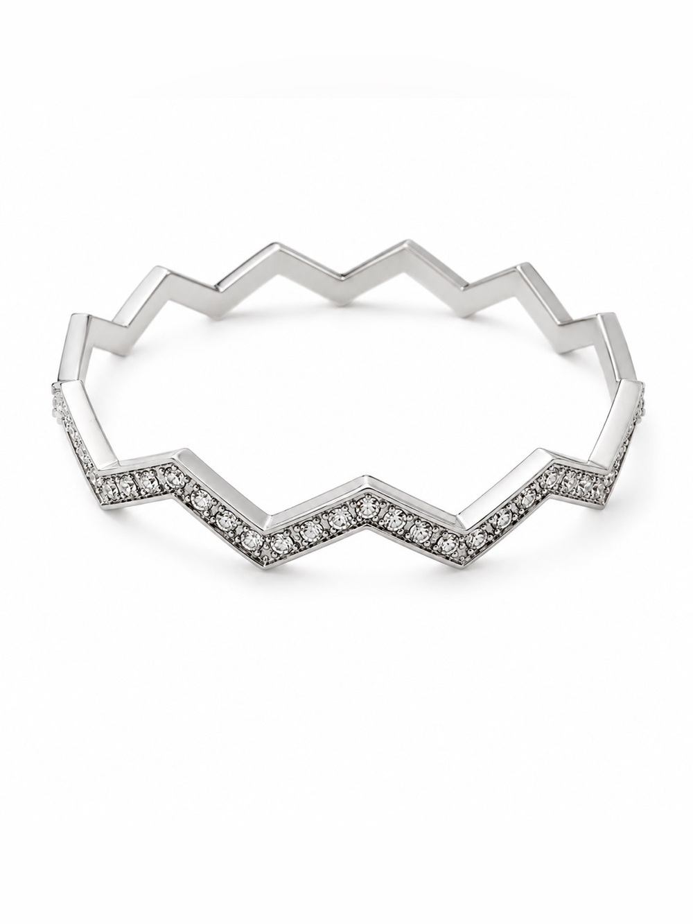 Silver Zigzag Bracelet with Crystal Accents